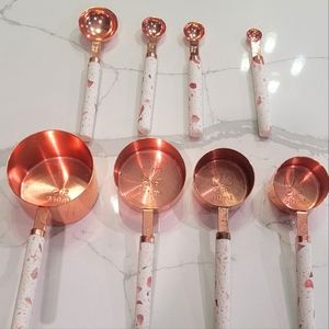 Copper measuring cups and spoons